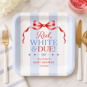 Red White & Due Baby Shower Plate
