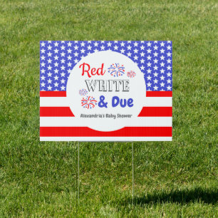 Red White & Due Baby Shower Sign