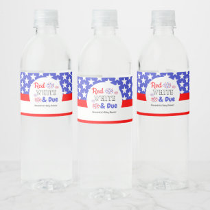 Red White & Due Baby Shower Water Bottle Label