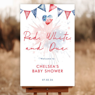 Red White & Due Baby Shower Welcome Sign