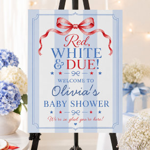 Red White & Due Baby Shower Welcome Sign