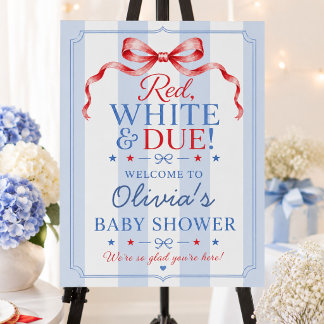 Red White & Due Baby Shower Welcome Sign