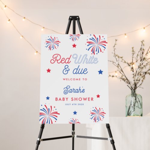 Red White  Due Baby Shower Welcome Sign
