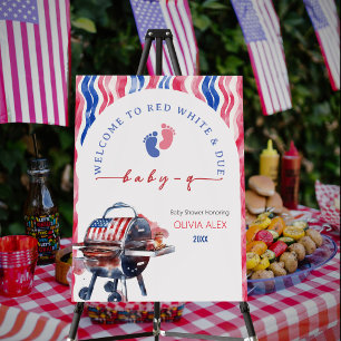 Red white & due babyq 4th july baby shower Weclome Foam Board