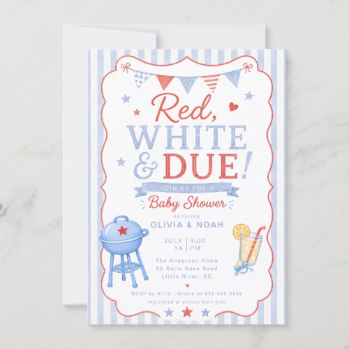 Red White & Due BBQ Baby Shower Invitation