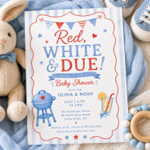 Red White & Due BBQ Baby Shower Invitation