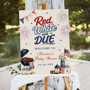 Red, White & Due BBQ Baby Shower Welcome Foam Board