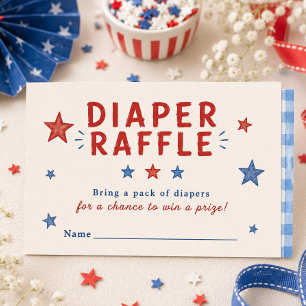 Red White & Due Diaper Raffle Card
