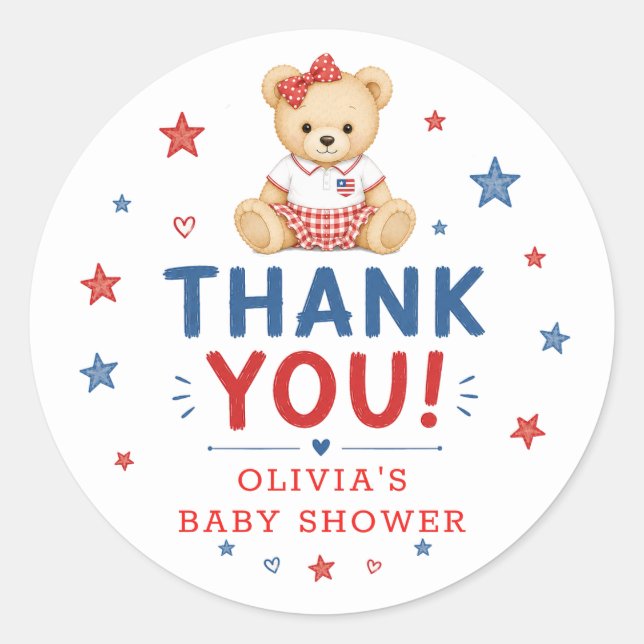 Red White Due Favor Sticker (Front)