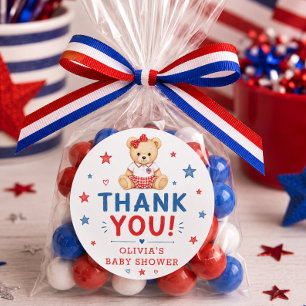 Red White Due Favor Sticker
