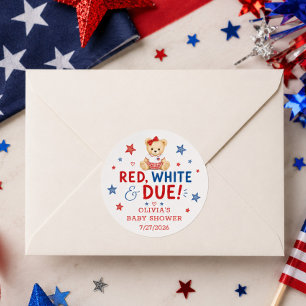 Red White Due Favor Sticker