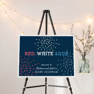 Red, White & Due Fireworks Baby Shower Welcome Foam Board