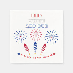 Red White Due Fourth July firecrackers baby shower Napkins