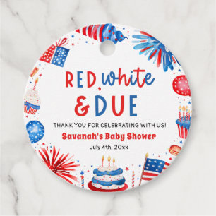 Red, White & Due Gender Neutral Baby Shower Favor Tags