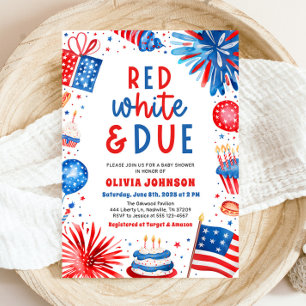 Red, White & Due Gender Neutral Baby Shower Invitation