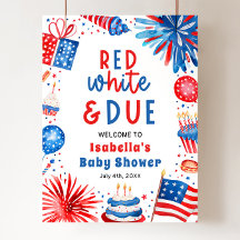Red White & Due Gender Neutral Baby Shower Welcome