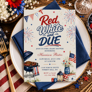 Red, White & Due Gender Neutral BBQ Baby Shower Invitation