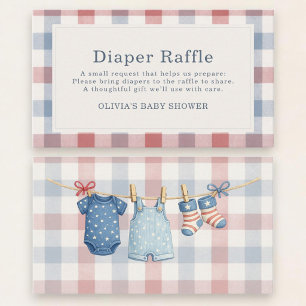 Red White Due Gingham Diaper Raffle Baby Shower Enclosure Card