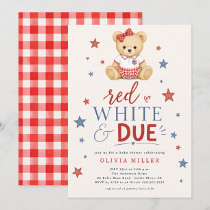 Red White & Due Girl Baby Shower Invitation