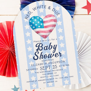 Red White & Due Heart Boy Baby Shower Arch Invitation