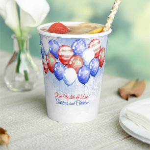Red White & Due Independence Day Baby Shower Paper Cups