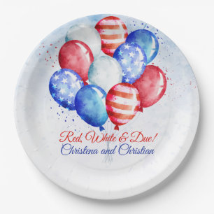 Red White & Due Independence Day Baby Shower Paper Plates