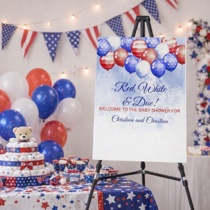 Red White & Due July 4th Baby Shower Welcome Sign