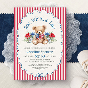 Red White Due July Patriotic Baby Shower Invitation