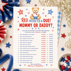 Red White & Due Mommy or Daddy Game Invitation