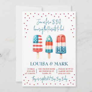 Red, White & Due! Patriotic Popsicle Baby Shower Invitation