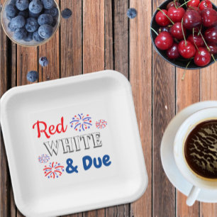 Red White & Due Pregnancy Paper Plates