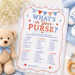 Red White & Due Purse Game Baby Shower Invitation