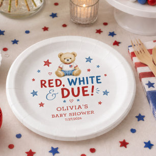 Red White & Due Round Paper Plates