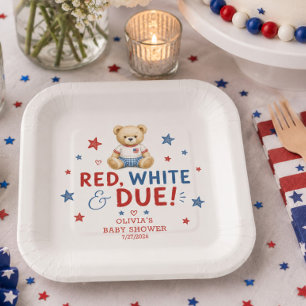 Red White & Due Square Paper Plates