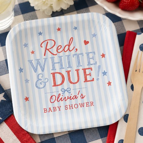 Red White & Due Square Paper Plates