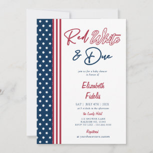 Red White & Due Stars 4th of July Baby Shower Invitation