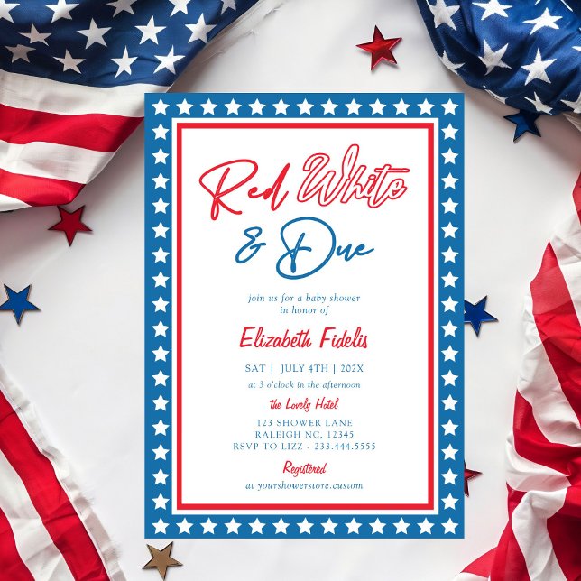 Red White & Due Stars 4th of July Baby Shower Invitation (Creator Uploaded)
