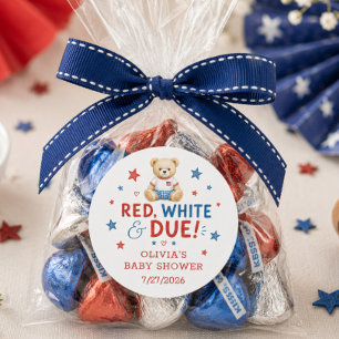 Red White & Due Thank You Favor Sticker