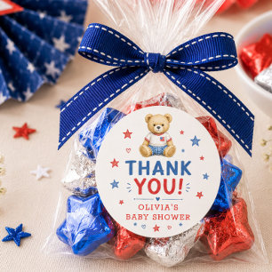 Red White & Due Thank You Favor Sticker