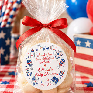 Red White Due Thank You Sticker