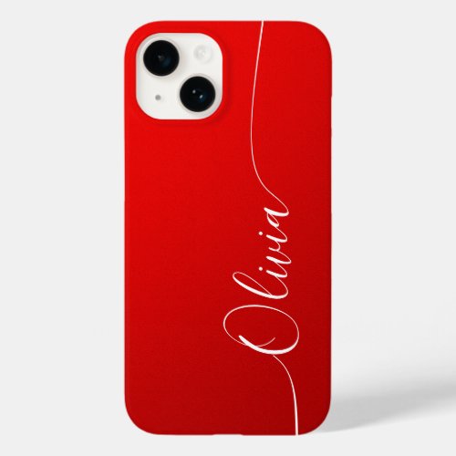 Red White Elegant Calligraphy Script Name Case_Mate iPhone 14 Case