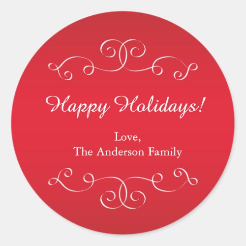 Red White Elegant Christmas Holiday Sticker Label