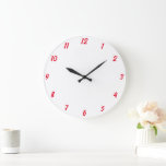 Red White Elegant Custom Colorful Cute Gift 2023 Large Clock<br><div class="desc">Printed in classy white and red custom color background! You may customize as you wish!</div>