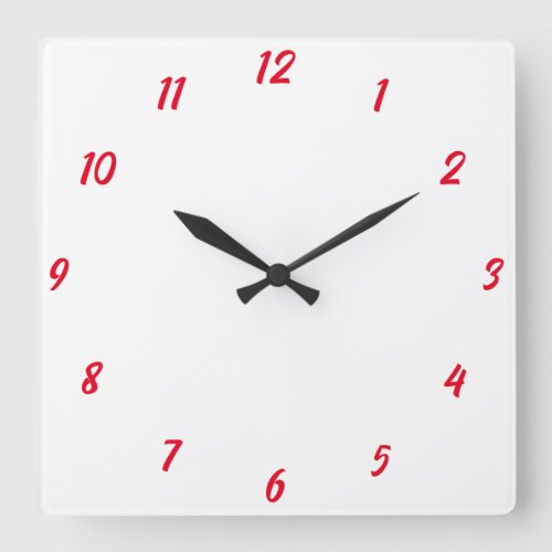 Red White Elegant Custom Colorful Cute Gift 2023 Square Wall Clock