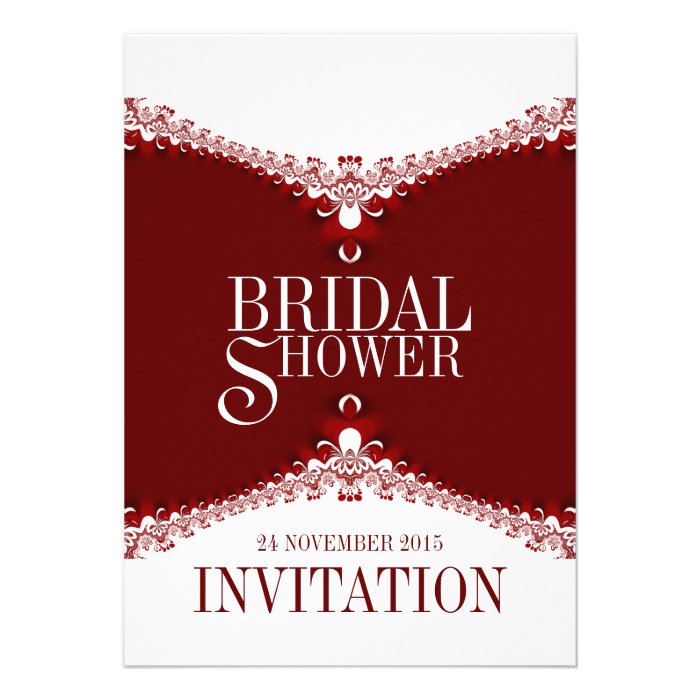 Red White Elegant Lace Bridal Shower Invitations