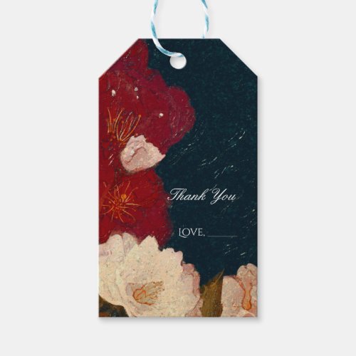 Red  White Elegant Modern Chic Floral Favor Gift Tags