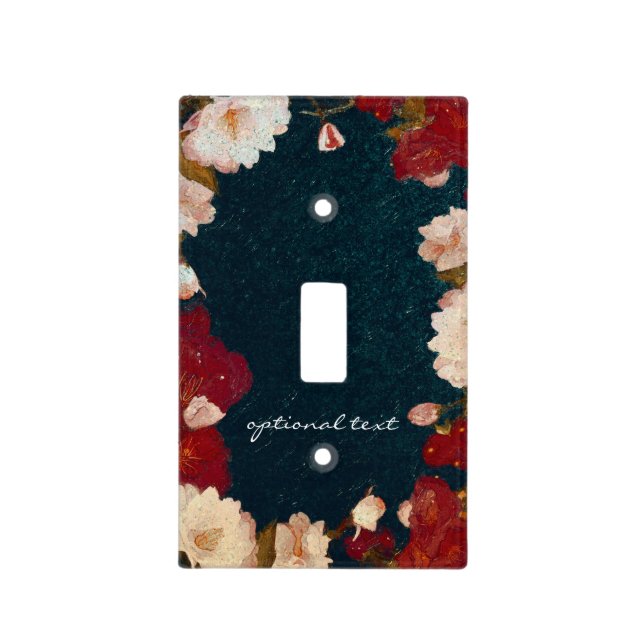 Red & White Elegant Modern Chic Floral Light Switch Cover (Front)