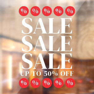 Red White Elegant Sale Discount Symbol Window Cling