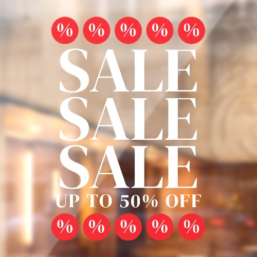 Red White Elegant Sale Discount Symbol Window Cling