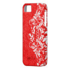 Red & White Elegant Vintage Floral Lace Monogram